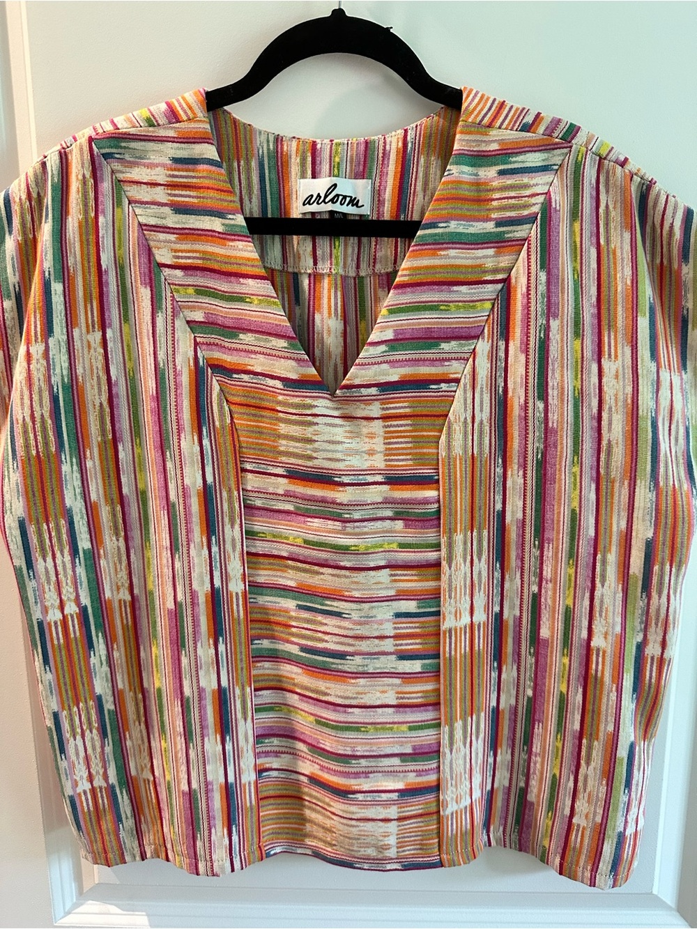 Arloom Multicolor Striped V-Neck Tunic Top
